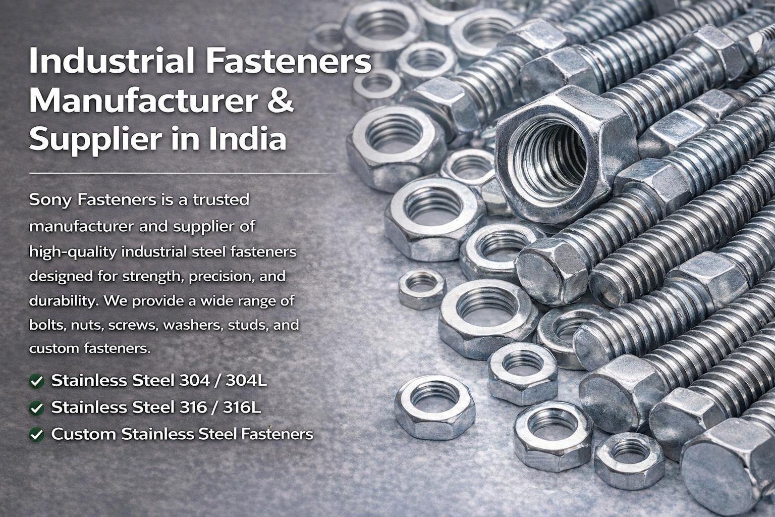 Industrial stainless steel fasteners bolts nuts washers manufacturer and supplier in India